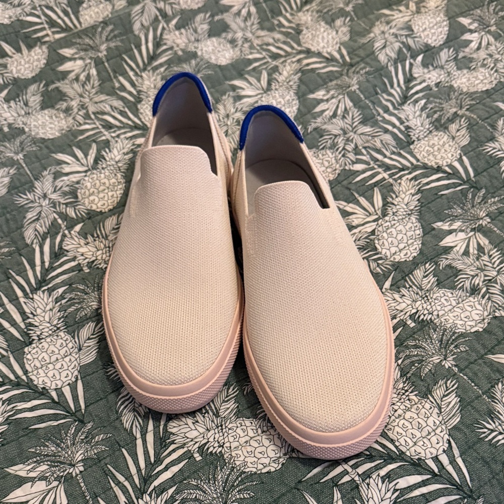 Rothy's Cream and Blue Women's Sneakers